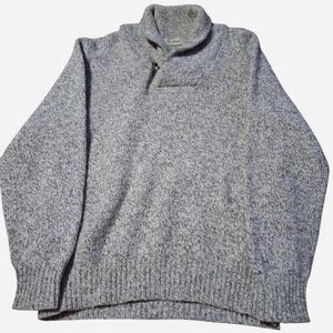 Vintage 90s LL Bean Mens L brown shawl collar wool sweater Preppy Heritage Thick